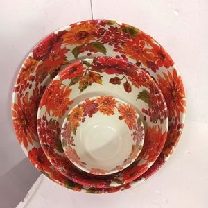 Melamine Mixing Bowls Serving Set of 3 Floral